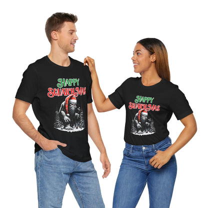 Sasquatch Christmas Shirt, Bigfoot Santa Tee, Funny Holiday Graphic Tee, Xmas Gift for Men & Women, Cute Bigfoot Apparel, Santa Hat Shirt V2