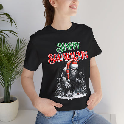 Sasquatch Christmas Shirt, Bigfoot Santa Tee, Funny Holiday Graphic Tee, Xmas Gift for Men & Women, Cute Bigfoot Apparel, Santa Hat Shirt V2